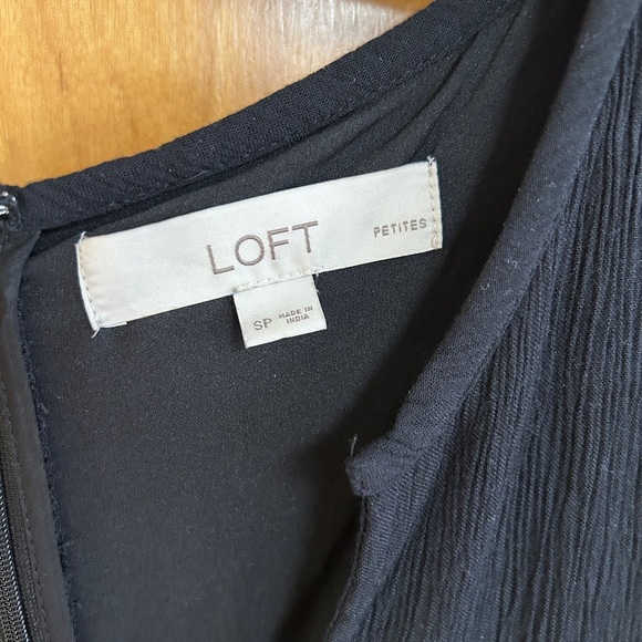 Loft Black Tiered Long-Sleeve Dress - Size Small Petite - Picture 2 of 3